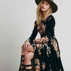 Free People First Kiss Black Garden Maxi Dress